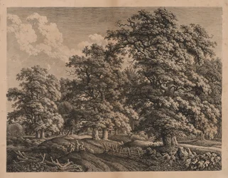 Landschap en drie figuren