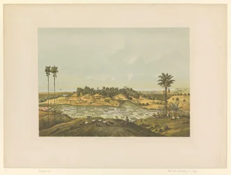 Gezicht op een landschap bij Samarang