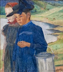 Twee meisjes op de weg
