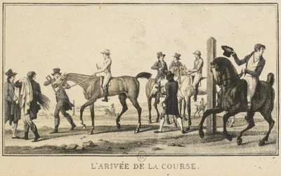Racescènes: Een paard arriveert bij de race
