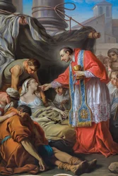 Sint Charles Borromeo geeft communie aan de pestlijders