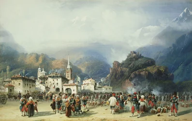De oorlog in Italië: Susa, Mont Cenis, bivak met Franse troepen, 1859