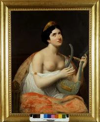 Portret van Antonietta Fagnani Arese, geliefde vrouw van de Italiaanse dichter Ugo Foscolo. Schilderij door Carlo Bruni 19e eeuw