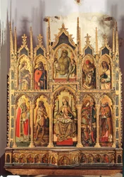 Madonna en kind met heiligen, polyptiek