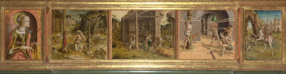 Predella van La Madonna della Rondine De Madonna van de Zwaluw, na 1490