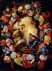 De annunciatie met bloemen, 17e of vroege 18e eeuw