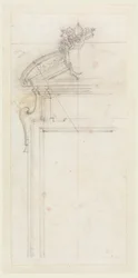 Tekening, ontwerp voor een deurkast, 1725-50