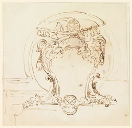 Tekening, Pauselijk wapenschild, 1740-58