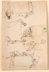 Tekening, Schetsen voor een tablet, ca. 1750