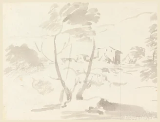 Schets van Bomen in een Landschap