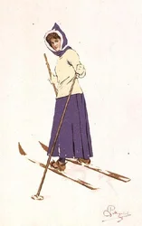 Vrouw die draait op ski