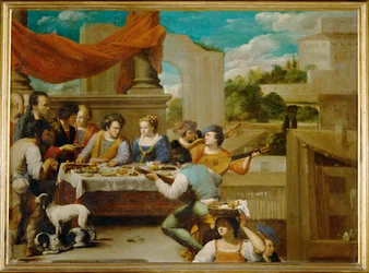 Lazarus en de rijke verspiller ... (schilderij op doek)