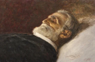 De componist Giuseppe Verdi op zijn sterfbed