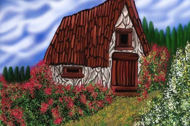 Rustieke hut in de lente