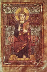 NAL 1203 fol.3 Christus in Majesteit, uit het Godescale Evangelie, c.781-783 na Christus
