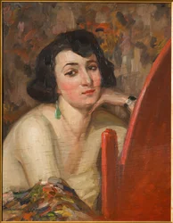 Vrouw bij spiegel