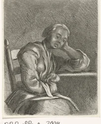 Slapend meisje aan tafel