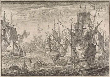 Zeeslag tussen Turkse oorlogsschepen en galleien van de Ridders van Malta, 1644