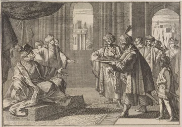 Guei-tschun, eerste minister onder keizer Chongzhen, wordt een zijden touw gebracht om zich op te hangen, 1643