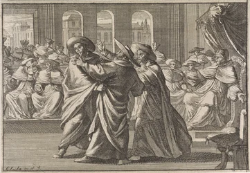 Tijdens de verkiezing van Urbanus VIII geraken kardinaal Borja en kardinaal Antonio Barberini slaags met elkaar, 1632