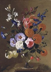 Een stilleven van bloemen in een vaas, 1668