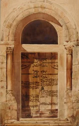 Portaal van de kerk van Nervy St. Sepulchre (facsimile kopie van een tekening door E. Viollet Le Duc in Hotel De Cluny)