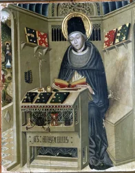 Altaarstuk van St. Augustinus, St. Augustinus in zijn studio