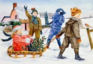 Kinderen die in de sneeuw spelen