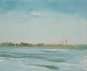 Torcello vanaf Burano, Venetië (olieverf op doek)