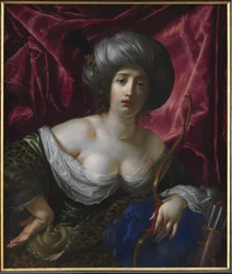 Vrouw afgebeeld als de godin Diana