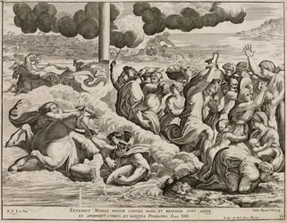 De Israëlieten steken de Rode Zee over naar fresco van Raphael