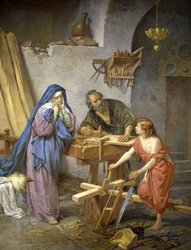 Jozef, Maria en Jezus in de timmerwerkplaats