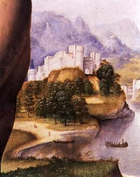 Sint Hiëronymus, detail van het landschap (detail)