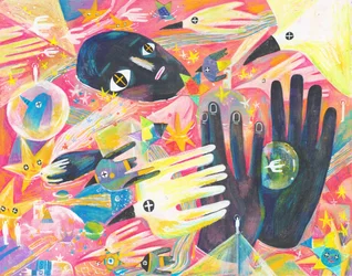 Surrealistische kosmische handen