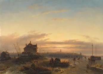 Winter op het IJ voor Amsterdam
