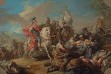 De overwinning van Alexander de Grote op Poros. Rond 1738