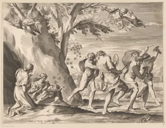 Opvoeding van Jupiter met het wapenschild van de Barberini familie