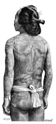 Japanse man met getatoeëerde rug