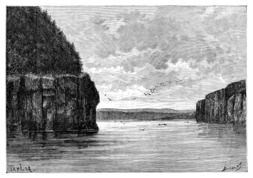 De Angara rivier, onder de Padunskiy stroomversnellingen, Siberië, Rusland, 1895