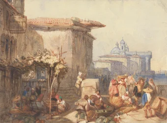 Een marktscène in Venetië