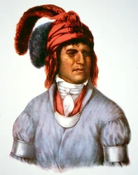 Ledagie, een hoofd van de Creek People, naar een schilderij van 1825