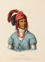LEDAGIE. A CREEK CHIEF, uit History of the Indian Tribes of North America.