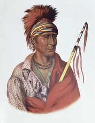 Notchimine of Geen Hart, een opperhoofd van de Iowa, 1837, illustratie uit 