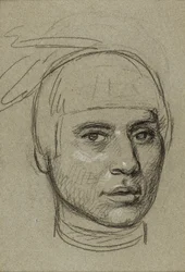 Studie voor een portret van No-Tin (Wind), een Ojibwe-leider