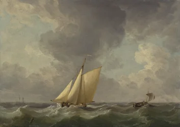 Een snijder in een sterke bries