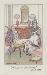 Illustratie voor Sense and Sensibility door Jane Austen (kleur litho)