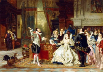 Sir Walter Raleigh en koningin Elizabeth, 1875