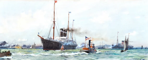 Stoomschip en sleepboot