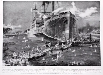 De Landing op het Gallipoli-schiereiland, illustratie uit 