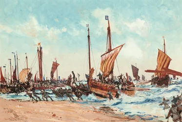 De Landing van Willem de Veroveraar bij Hastings, op 28 September 1066